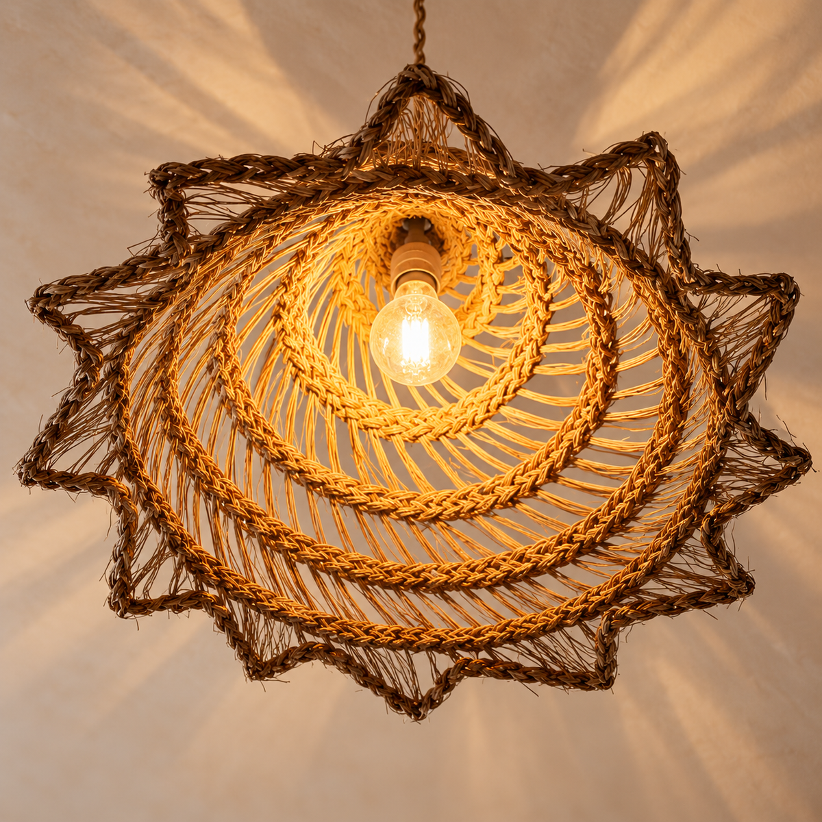 Suspension tressée en fibres naturelles, style bohème — Kartouzou