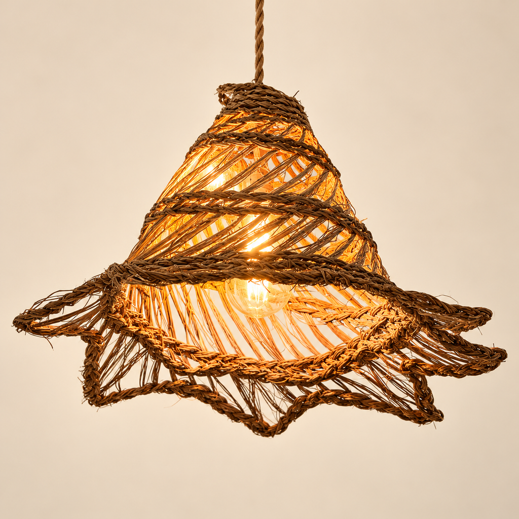 Suspension tressée en fibres naturelles, style bohème — Kartouzou