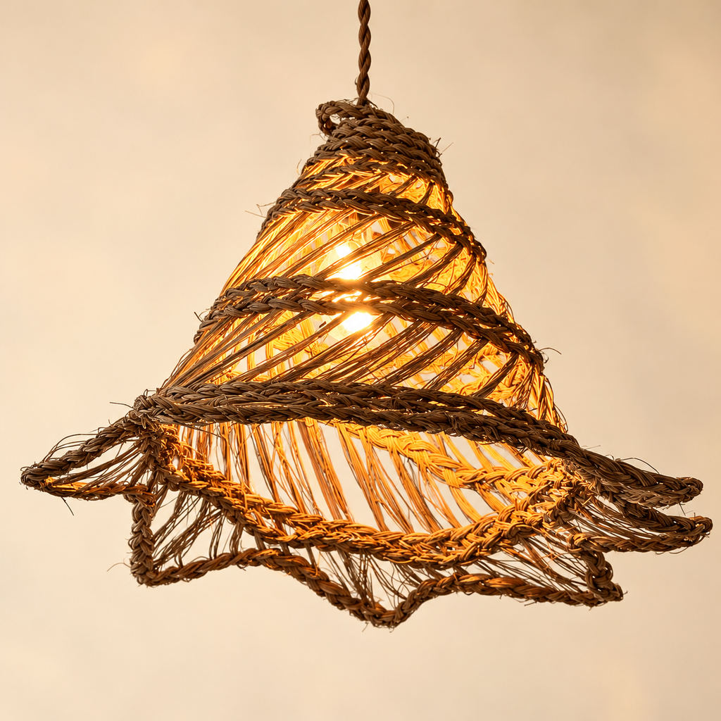Suspension tressée en fibres naturelles, style bohème — Kartouzou