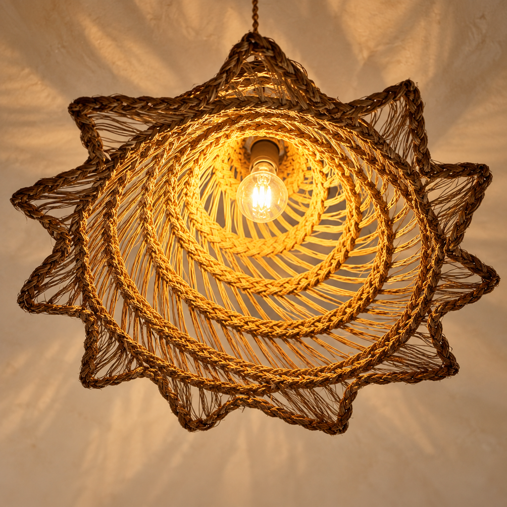 Suspension tressée en fibres naturelles, style bohème — Kartouzou