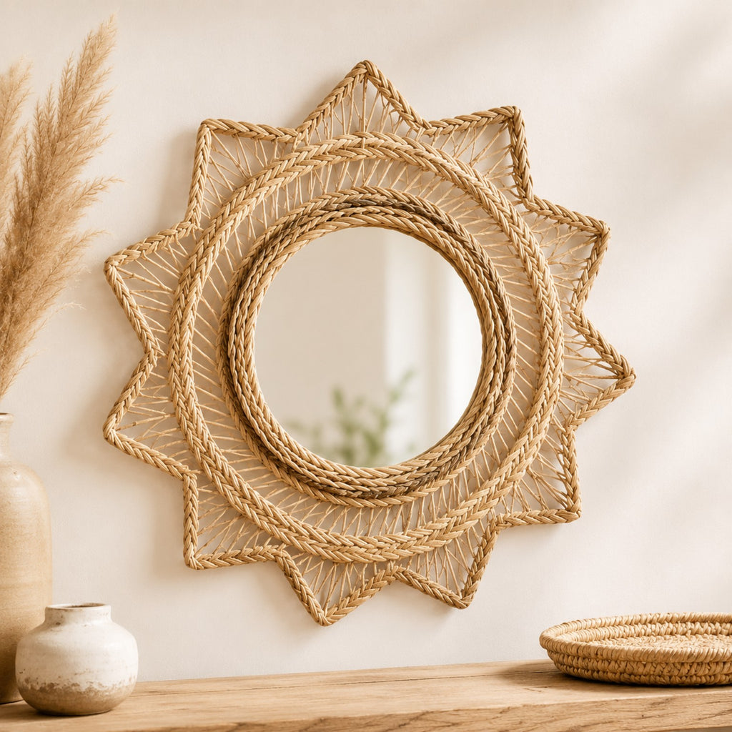 Miroir soleil tressé à pointes