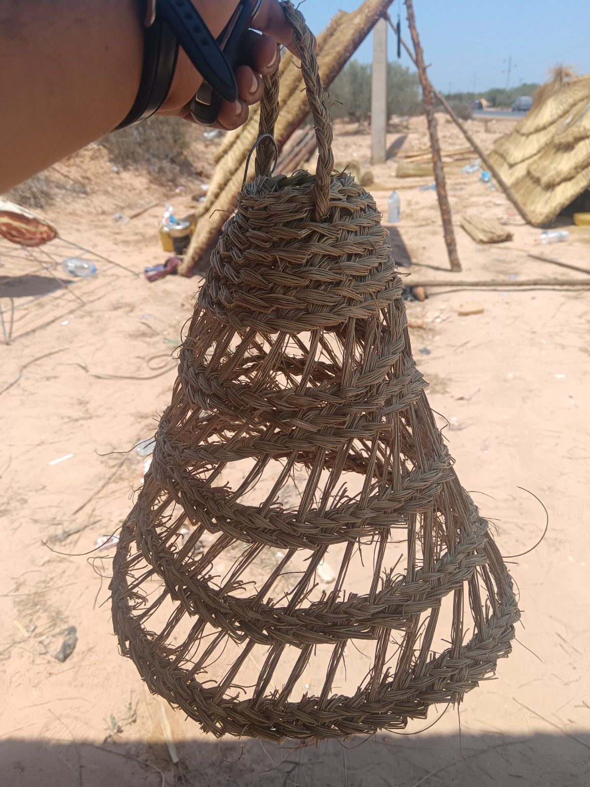 Abat-jour ajouré en fibres tressées, forme évasée