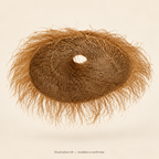 Abat-jour rond à franges – style bohème — illustration IA, modèle à confirmer ; fond clair