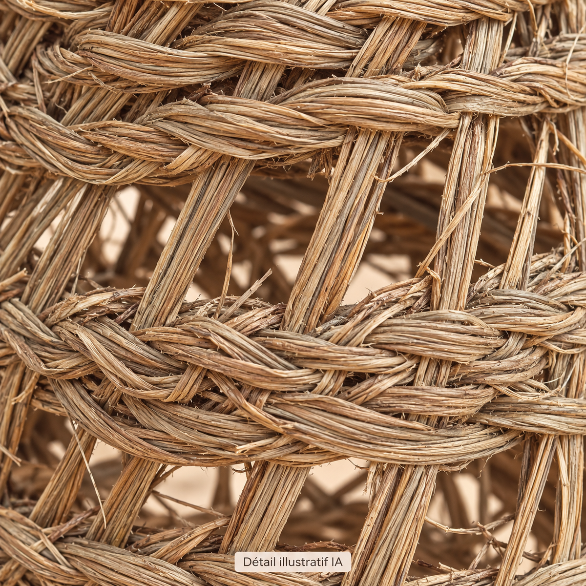 Abat-jour évasé tressé – esprit naturel — gros plan illustratif généré par IA d’après la référence