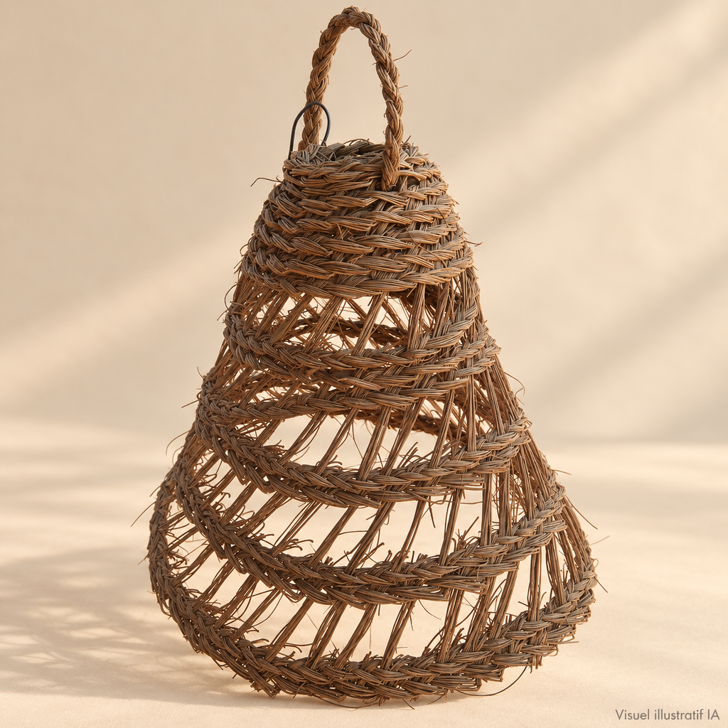Abat-jour évasé tressé – esprit naturel — visuel illustratif IA (présentation alternative)