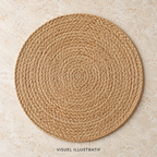 Visuel illustratif généré par IA — Set de table rond en jute – style naturel ; modèle réel à confirmer