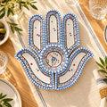 Blue and White Hamsa Appetiser Serving Dish — styled interior presentation. AI-generated product visualisation.