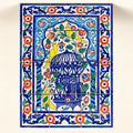 Blue Birdcage and Flowers Decorative Tile Panel — studio view. AI-generated product visualisation.
