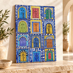Colourful Door Motifs Decorative Tile Panel — lifestyle setting. AI-generated product visualisation.