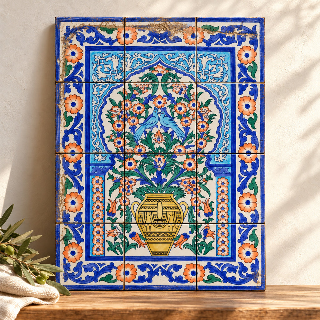 Floral Bouquet Decorative Tile Panel — alternative presentation. AI-generated product visualisation.