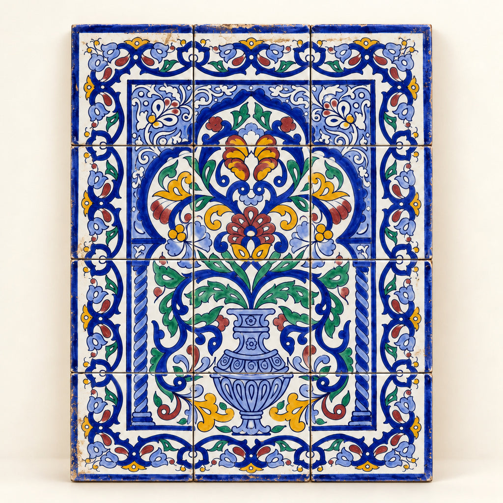 Floral Urn Decorative Tile Panel — studio view. AI-generated product visualisation.
