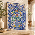 Floral Urn Decorative Tile Panel — lifestyle setting. AI-generated product visualisation.