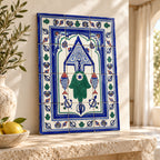 Green Hamsa and Fish Decorative Tile Panel — lifestyle setting. AI-generated product visualisation.