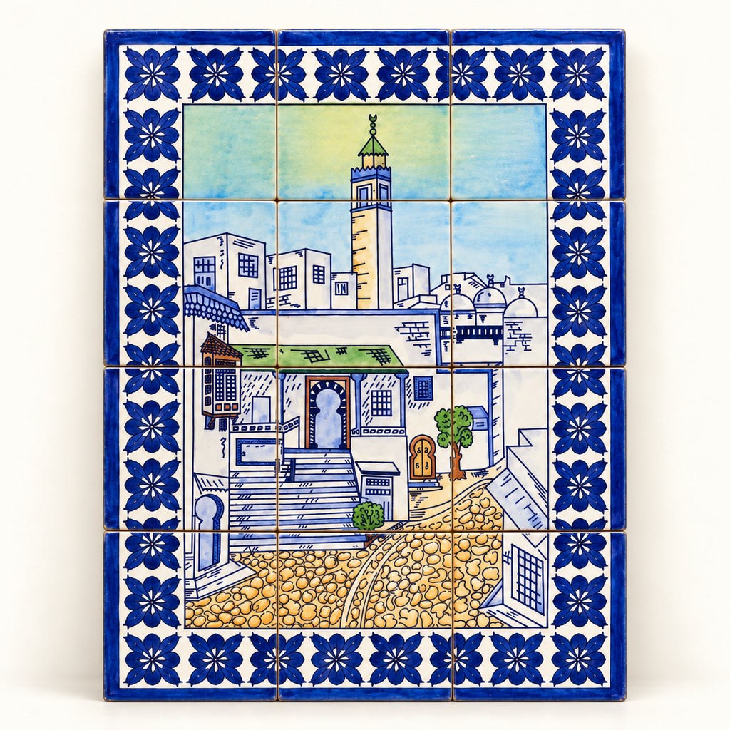 Medina Street Decorative Tile Panel — studio view. AI-generated product visualisation.