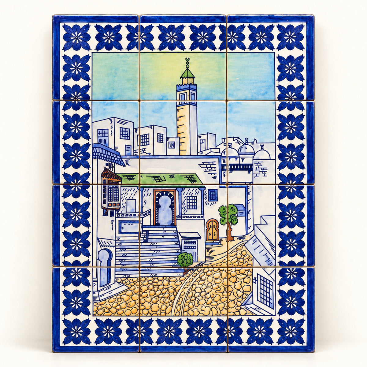 Medina Street Decorative Tile Panel — studio view. AI-generated product visualisation.