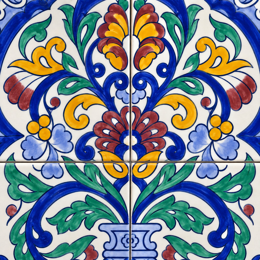 Floral Urn Decorative Tile Panel — AI-generated product visualisation.