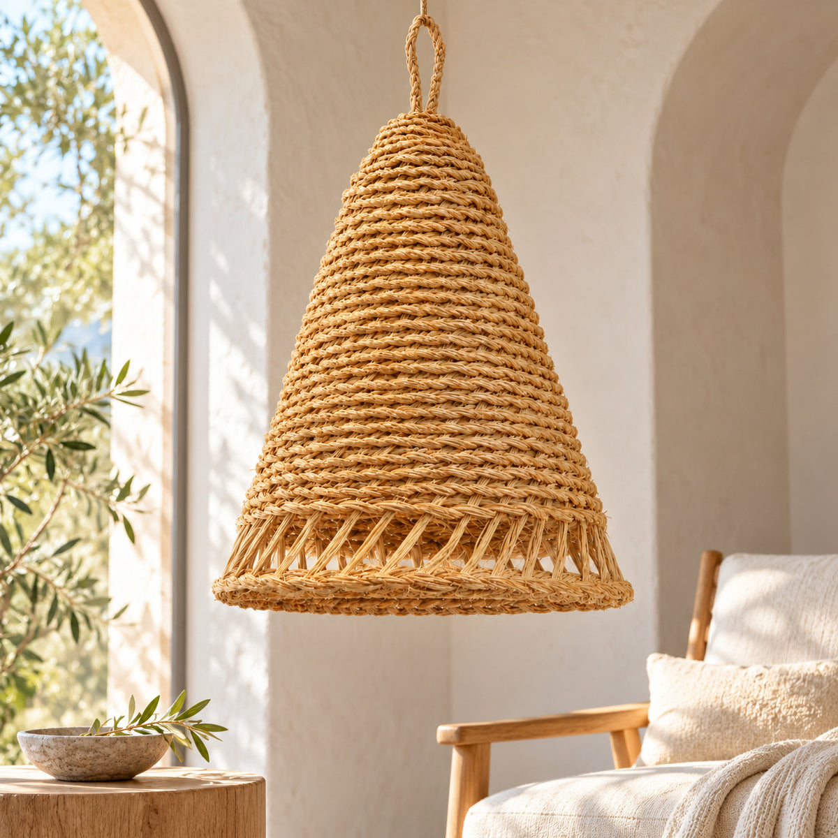 Slim Woven Cone Pendant Lampshade — AI-generated product visualisation.