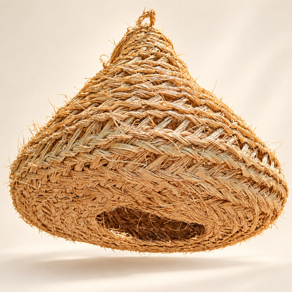 Wide-Base Woven Cone Pendant Lampshade — AI-generated product visualisation.