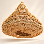 Wide-Base Woven Cone Pendant Lampshade — AI-generated product visualisation.