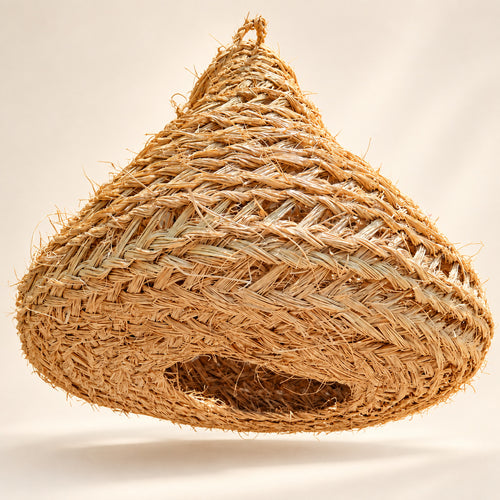 Wide-Base Woven Cone Pendant Lampshade — AI-generated product visualisation.
