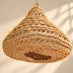 Wide-Base Woven Cone Pendant Lampshade — AI-generated product visualisation.