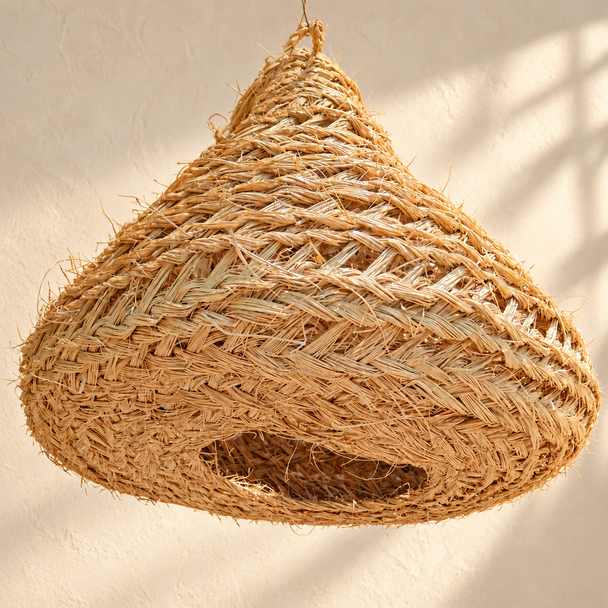 Wide-Base Woven Cone Pendant Lampshade — AI-generated product visualisation.