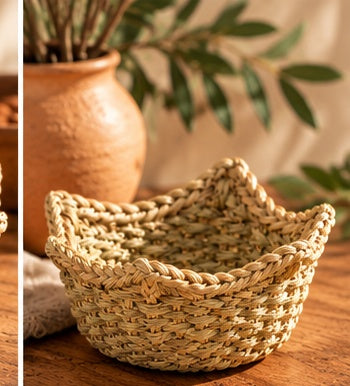 Corbeille décorative tressée en fibres naturelles — Kartouzou