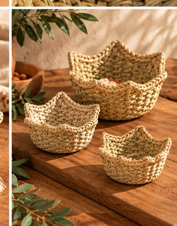 Corbeille décorative tressée en fibres naturelles — Kartouzou