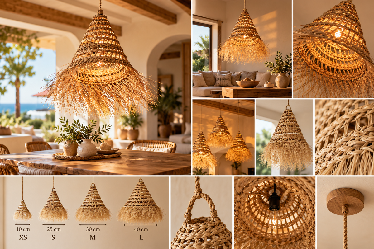 Abat-jour en fibres de palmier tressées – XS à L — Kartouzou